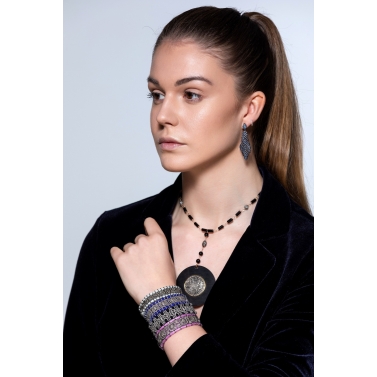 PULSERA DE SEDA, RUBÍS Y DIAMANTES
